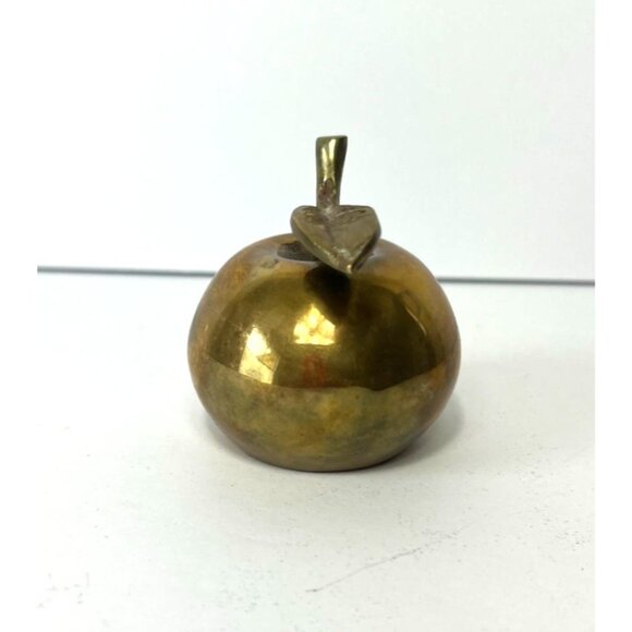 Vintage Solid Brass Apple Bell Teacher’s Desk Paperweight Classroom Decor - Picture 3 of 7